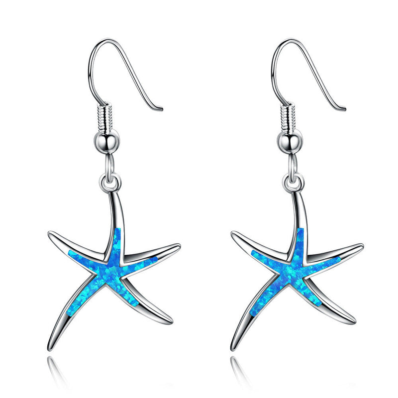 Blue Opal Starfish Earrings
