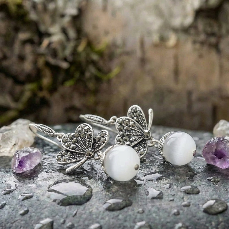 Bohemian Butterfly Pearl Earrings