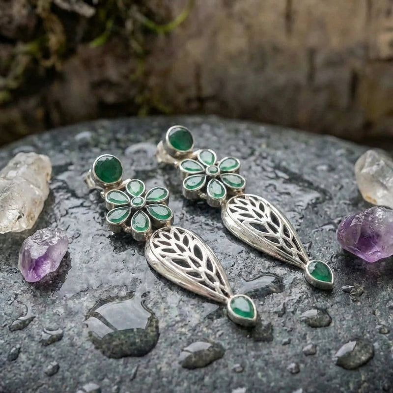 Bohemian Green Stone Earrings