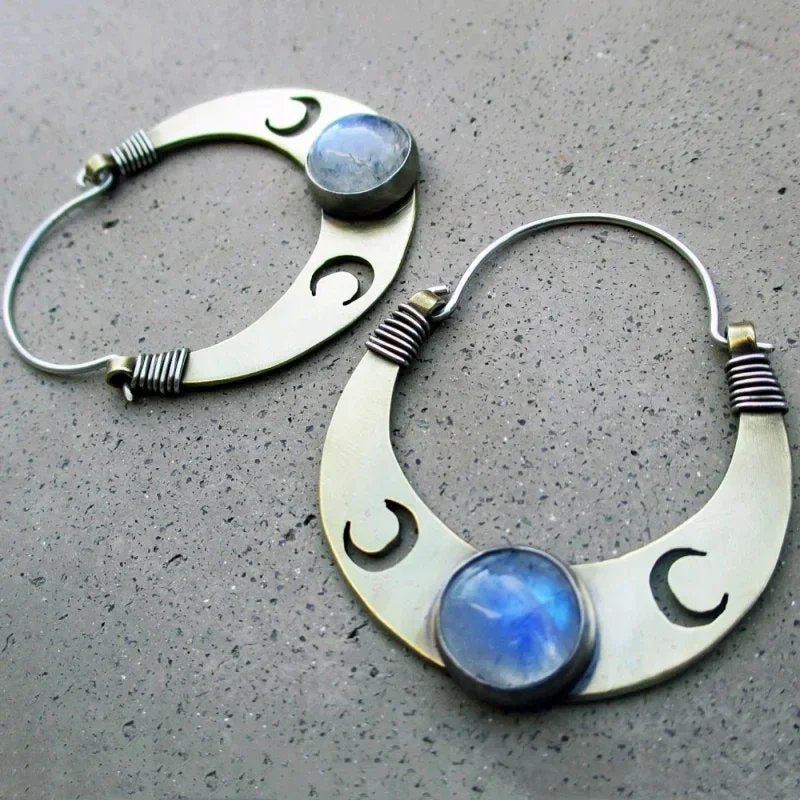 Bohemian Moon Stone Earrings