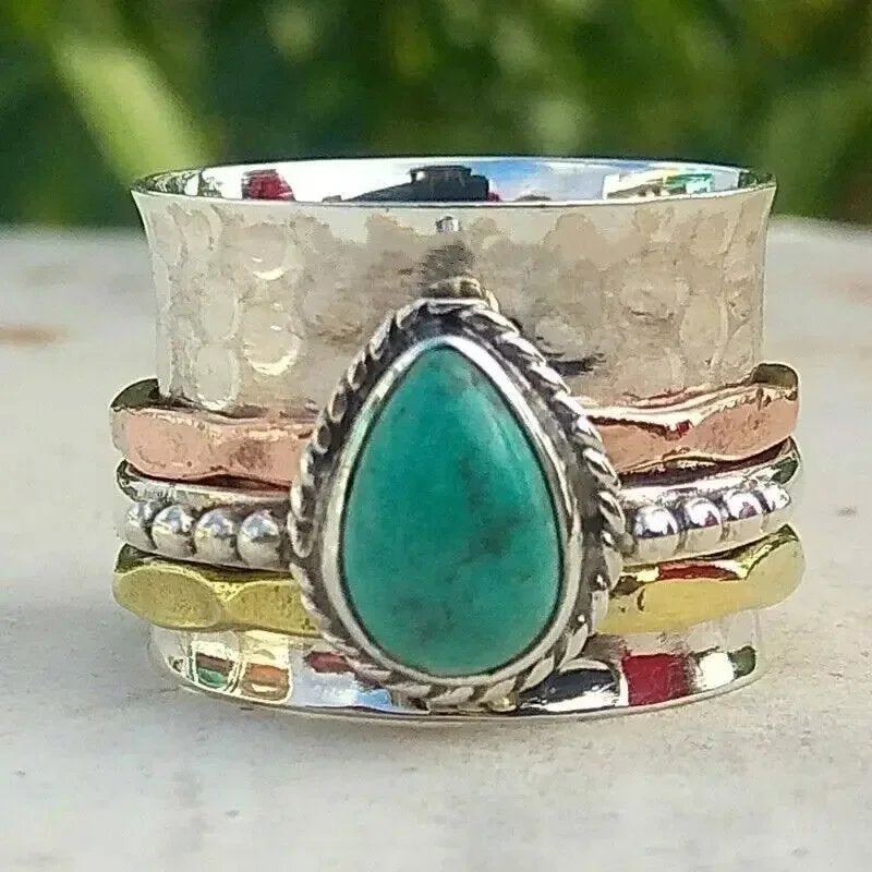 Bohemian Turquoise Teardrop Ring