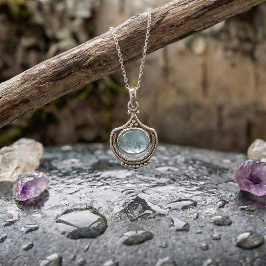Boho Opal Necklace In Silver