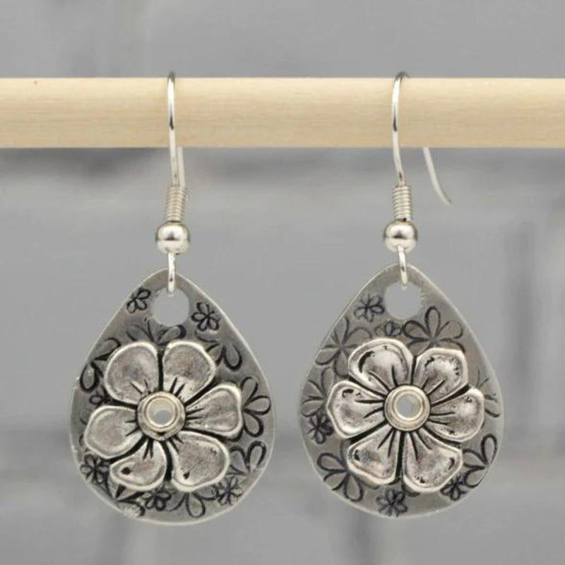 Boho Floral Silver Earrings