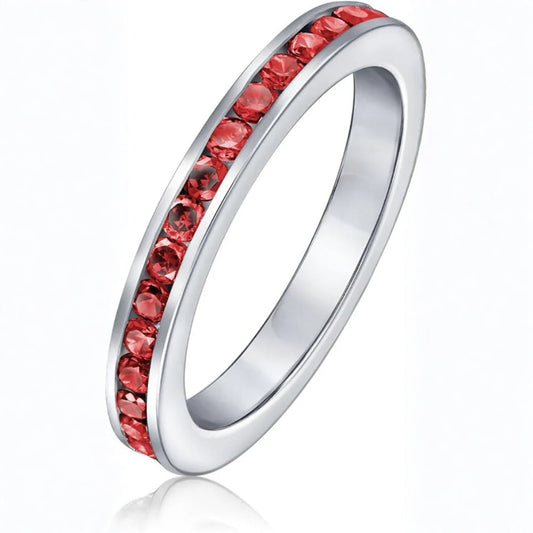 White Gold Ruby Eternity Band Ring