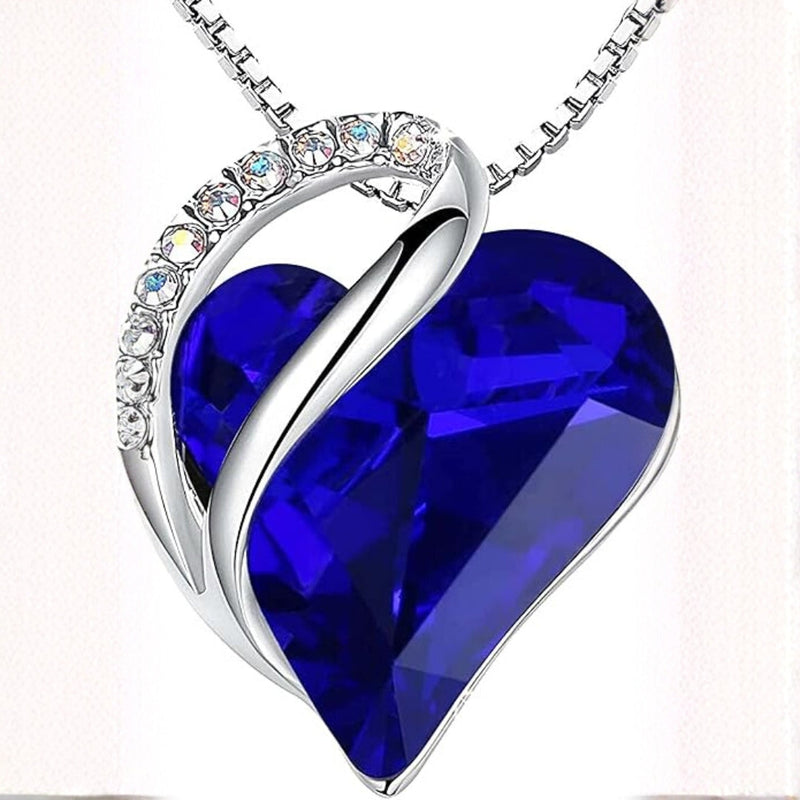 Infinity Heart Sapphire Necklace | White Gold