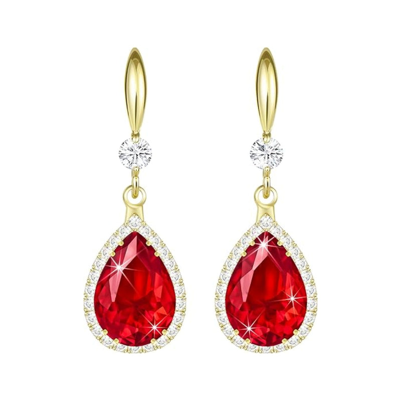 Ruby Teardrop Earrings | Gold