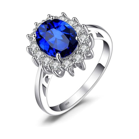 Classic Sapphire Halo Ring | White Gold