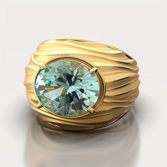 Green Crystal Rounded Inlaid Ring