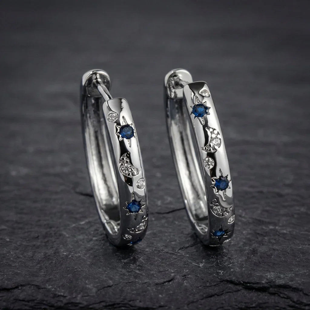 Celestial Sapphire Hoop Earrings