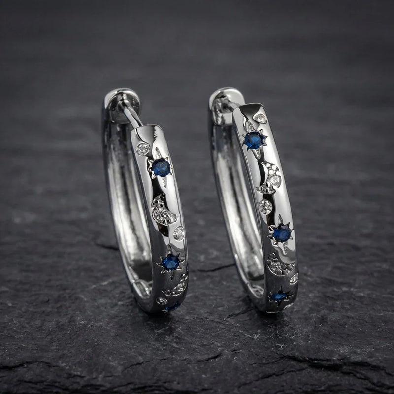 Celestial Sapphire Hoop Earrings