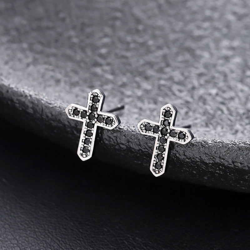 Classic Black Cross Earrings