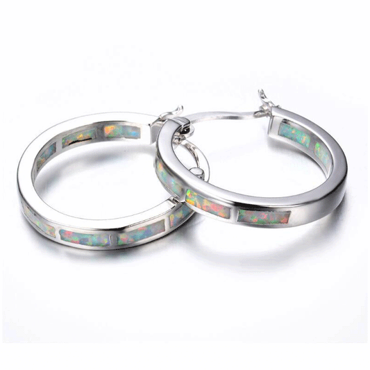 Classic Opal Hoop Earrings
