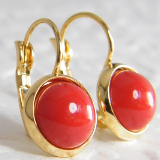 Classic Red Coral Earrings