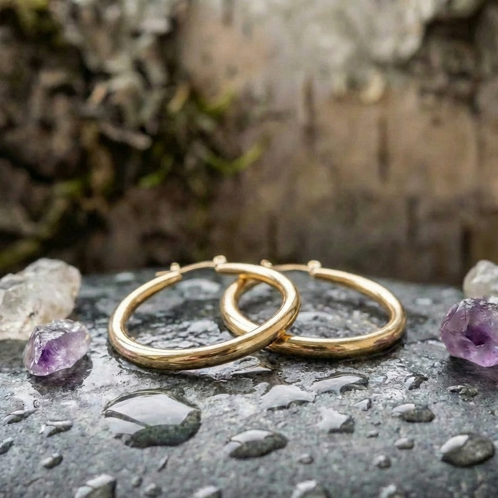 Classic Smooth Hoop Gold Earrings
