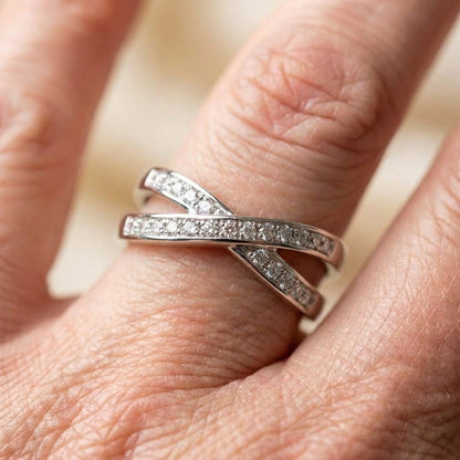 Classic Stacking Crossed Zircon Ring