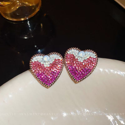 Colorful Crystal Heart Earrings