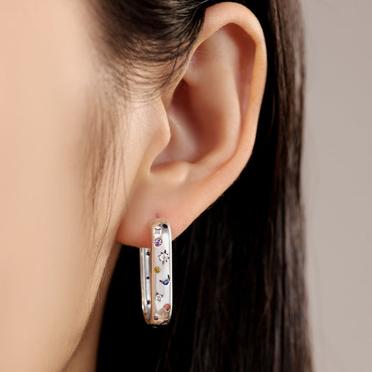 Colorful Crystal Hoop Earrings
