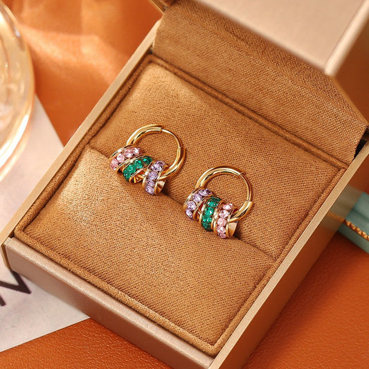 Colorful Crystal Hoop Earrings