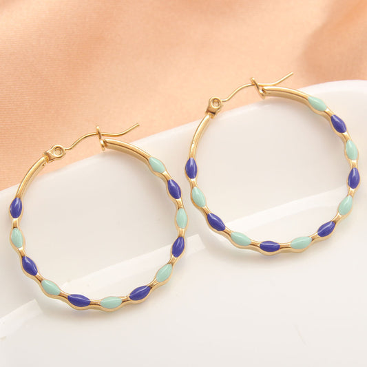 Colorful Enamel Hoop Earrings