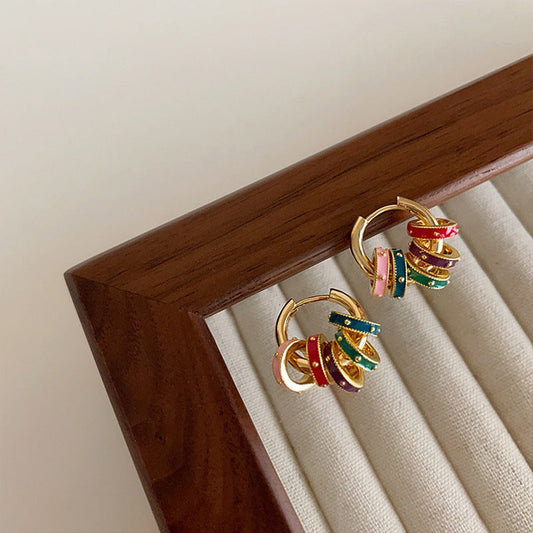 Colorful Enamel Huggie Earrings