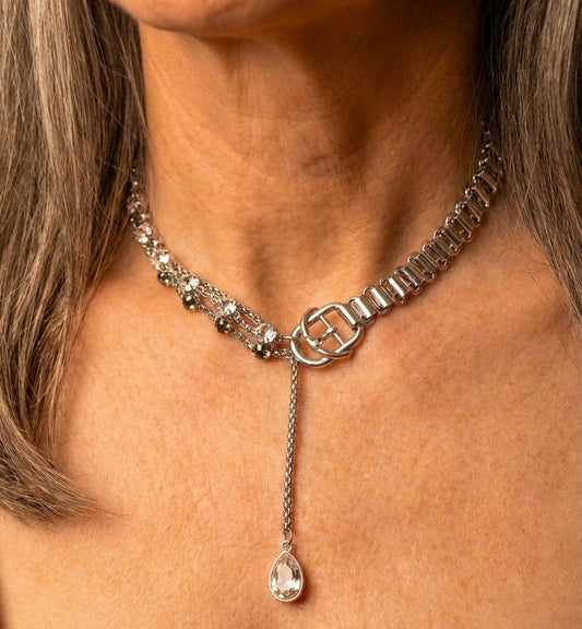 Crystal Choker Long Pendant Necklace