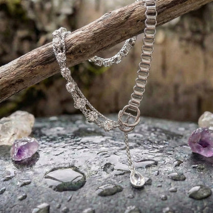 Crystal Choker Long Pendant Necklace
