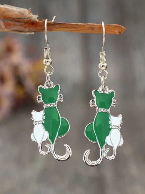 Cute Green Cat Earrings