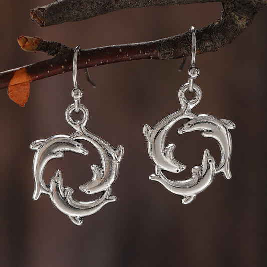 Dolphin Circle Earrings