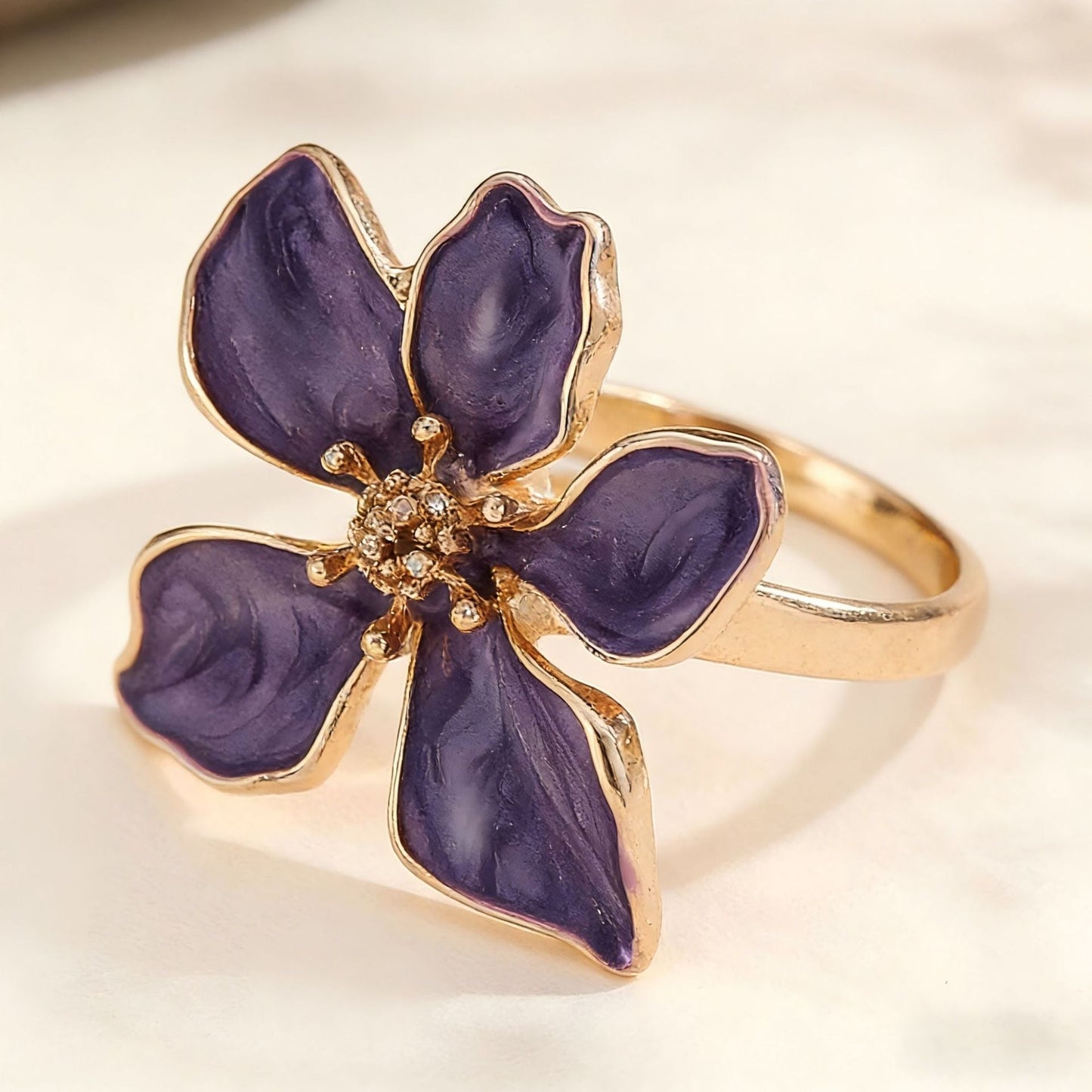 Elegant Amethyst Flower Ring