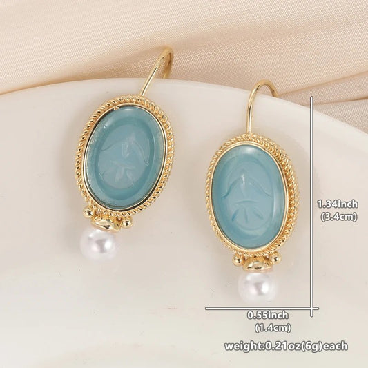 Elegant Aqua Pearl Earrings
