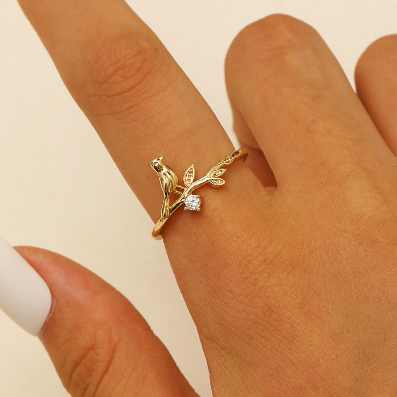 Elegant Bird Branch Ring
