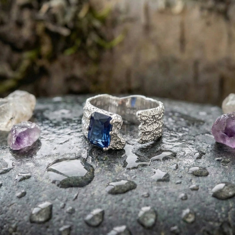 Elegant Blue Cz Ring