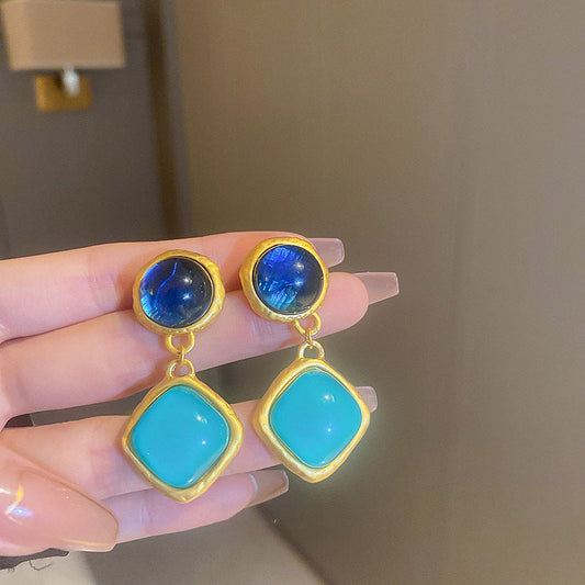 Elegant Blue Gemstone Earrings