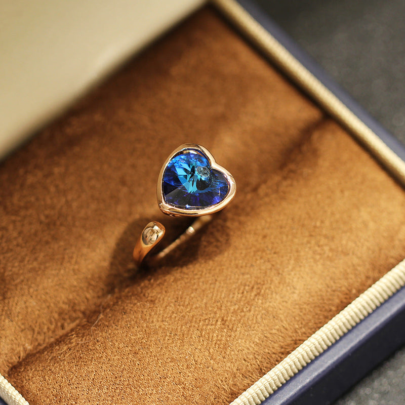Elegant Blue Heart Ring