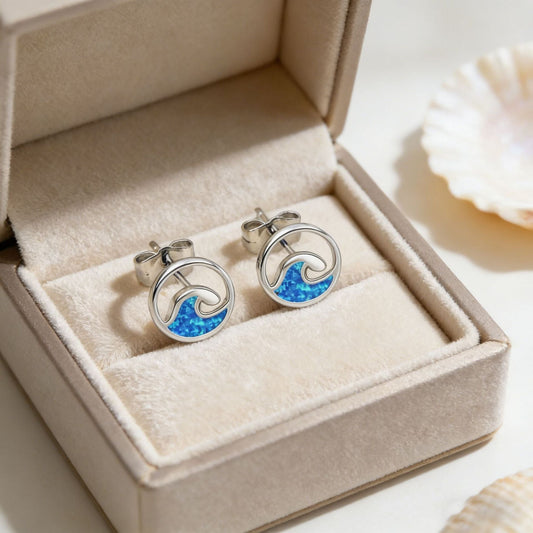 Elegant Blue Opal Earrings