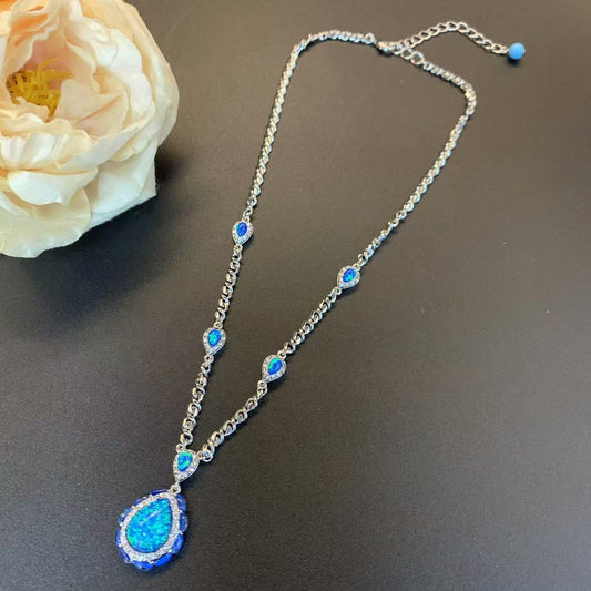 Elegant Blue Opal Necklace