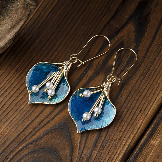 Elegant Blue Pearl Earrings