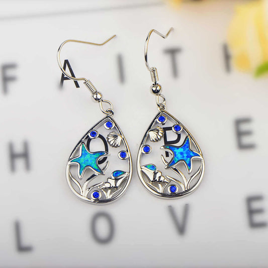 Elegant Blue Starfish Earrings