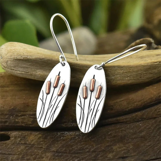 Elegant Cattail Dangle Earrings