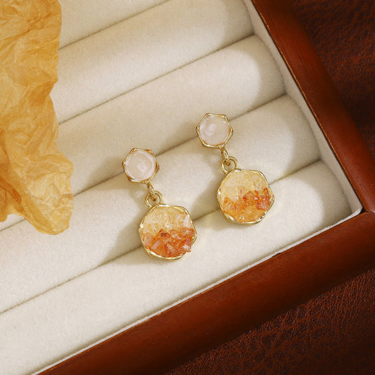 Elegant Citrine Pearl Earrings