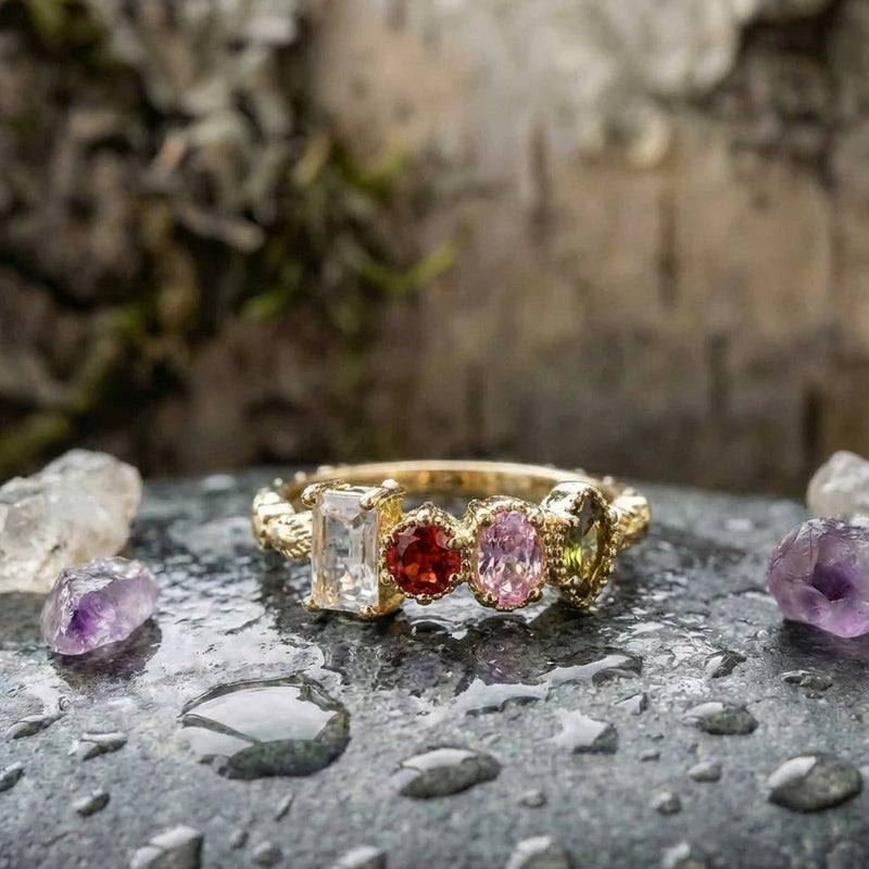 Elegant Colorful Zircon Ring