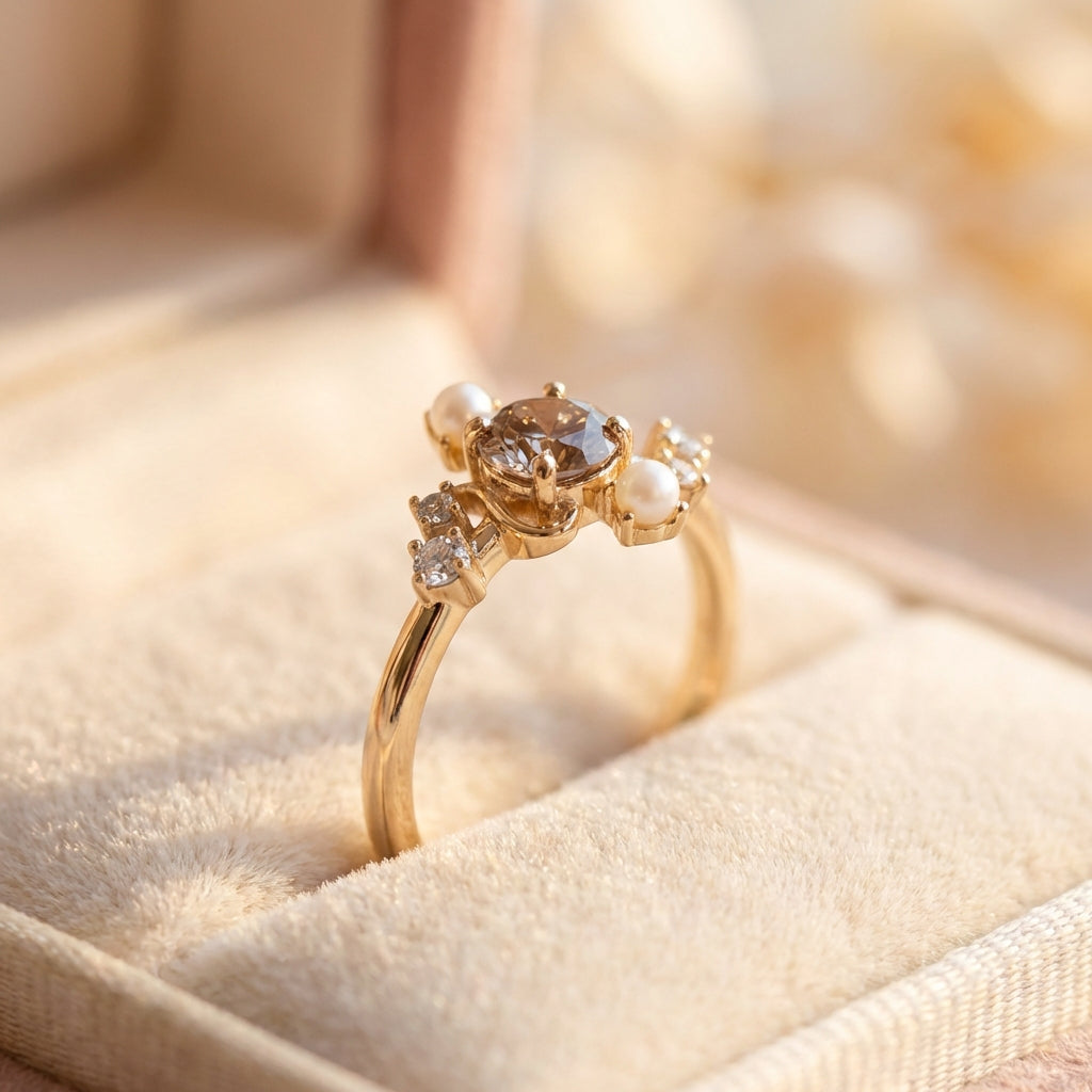 Elegant Diamond Pearl Ring