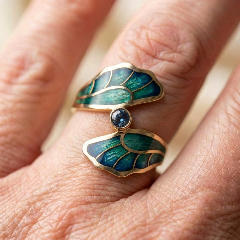 Enamel Leaf Ring