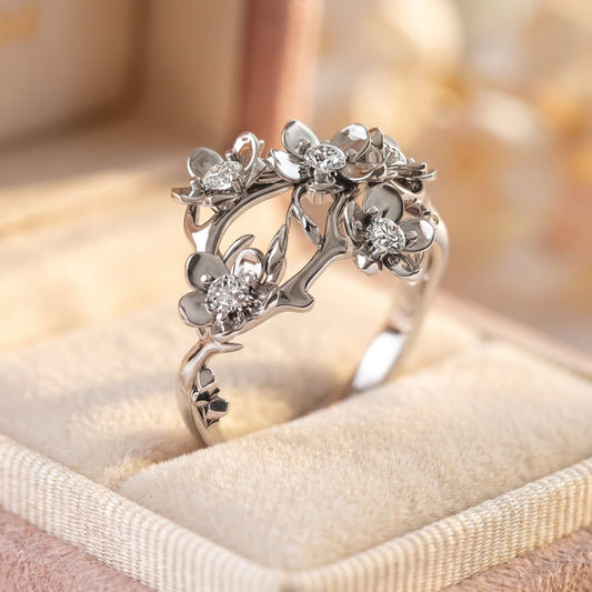 Elegant Flower Crystal Ring