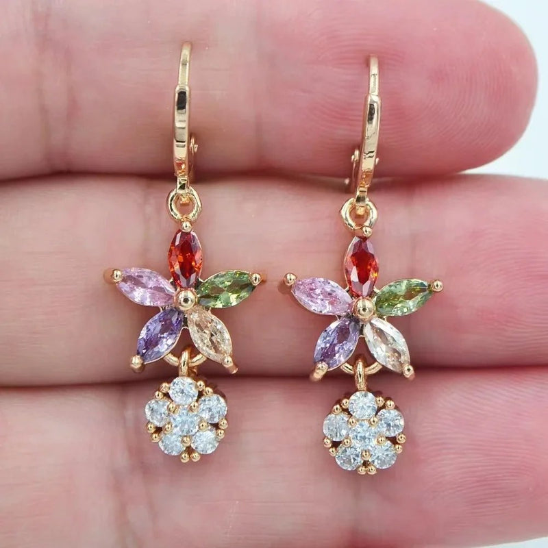 Elegant Flower Multistone Earrings