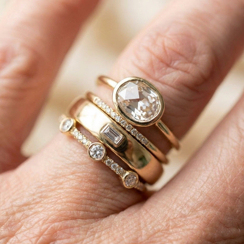 Gold Crystal Ring Set