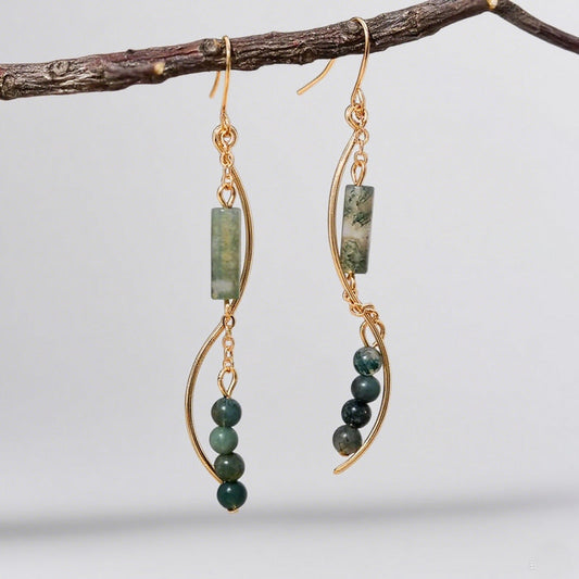 Elegant Moss Agate Earrings