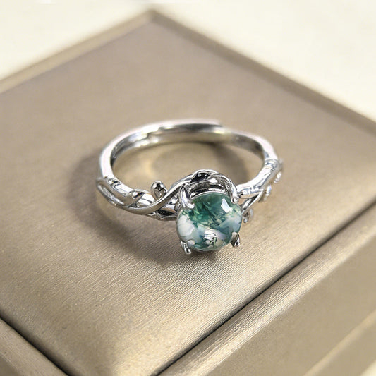 Elegant Moss Agate Ring