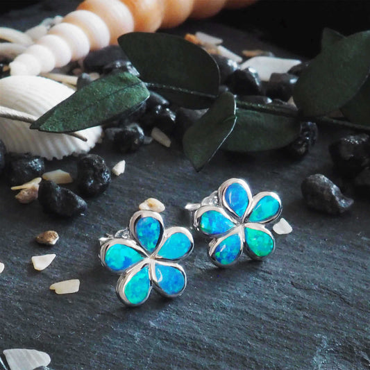 Elegant Opal Flower Earrings