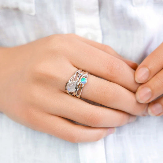 Elegant Opal Silver Ring
